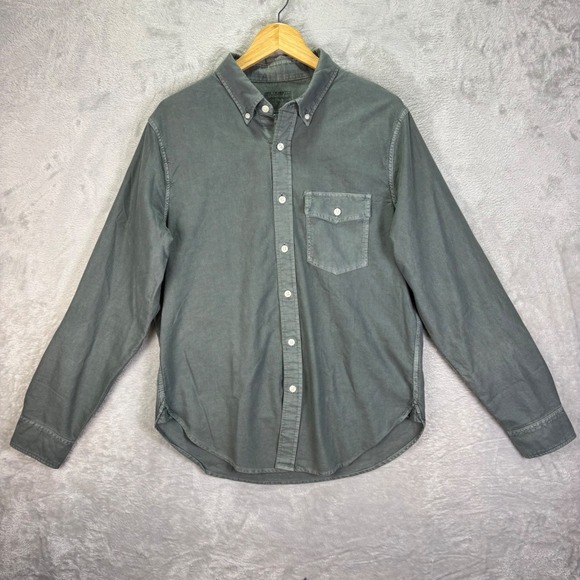 Abercrombie & Fitch Men's Button-Up Shirt Gray Washed Cotton Long Sleeve Sz L - Picture 5 of 8